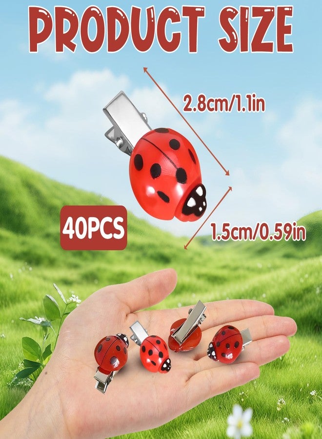 CYUXING 40Pcs Ladybug Hair Clips for Women & Girls, Fun Cute Whimsical Bug Hair Accessories with Metal Grip | Fun Decorative Clips for Daily Use & Cosplay Themed Party & Halloween - Image 2